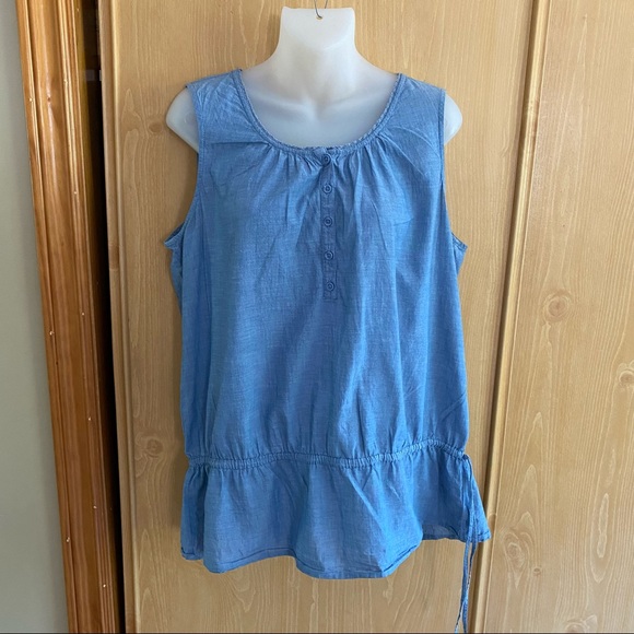 Croft & Barrow • Chambray Cinch Waist Tank Top - Picture 5 of 11